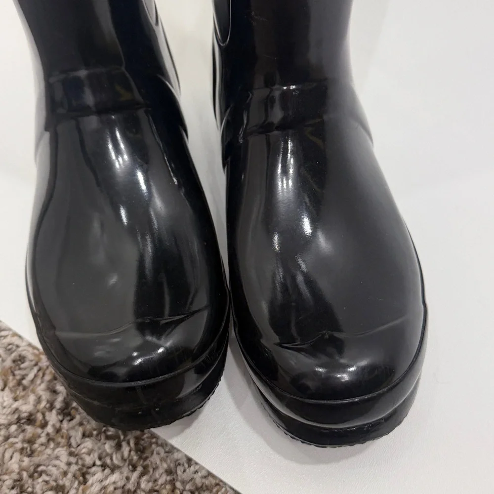 Hunter Boots Original Back Adjust Gloss tall black size Men’s 7 women’s 8.   .